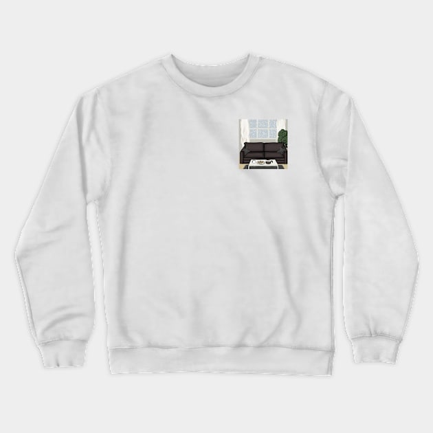 Living room in a snowy day Crewneck Sweatshirt by hande.draws